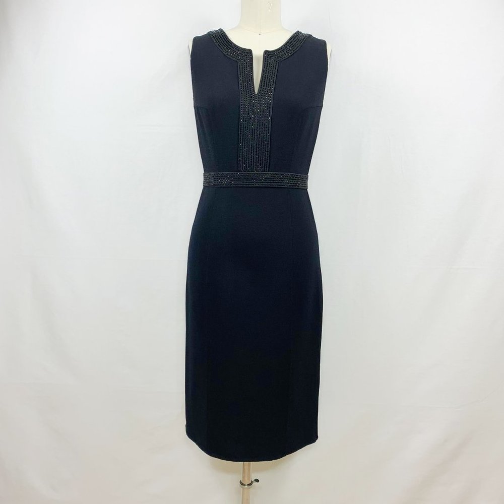 Carmen Marc Valvo Black Sleeveless Sheath Dress